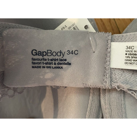 Gap Body Favorite Tshirt Convertible Straps Blue Grey Lace Bra 34c New With Tags - Picture 4 of 7